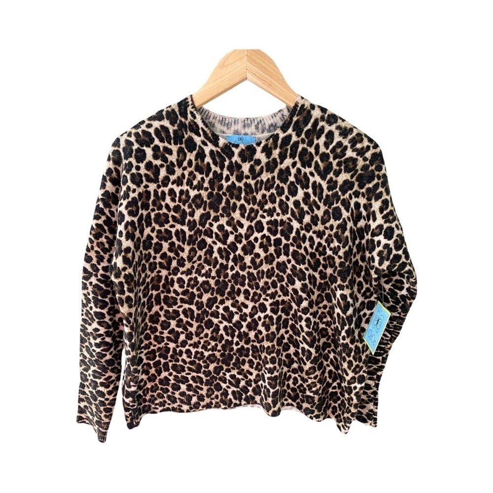 CeCe Long Sleeve Leopard Animal Print Sweater NWT Size XS